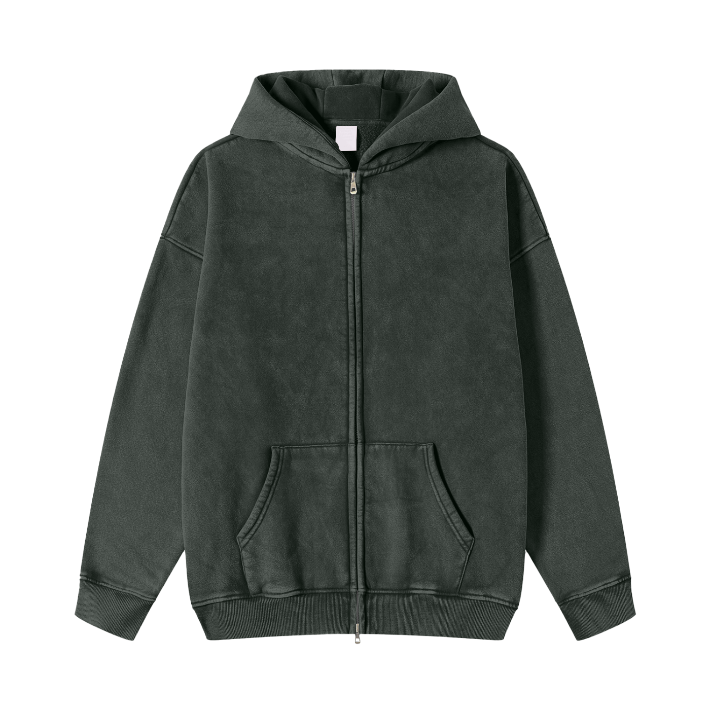 Snow Washed Zip Through Hoodie