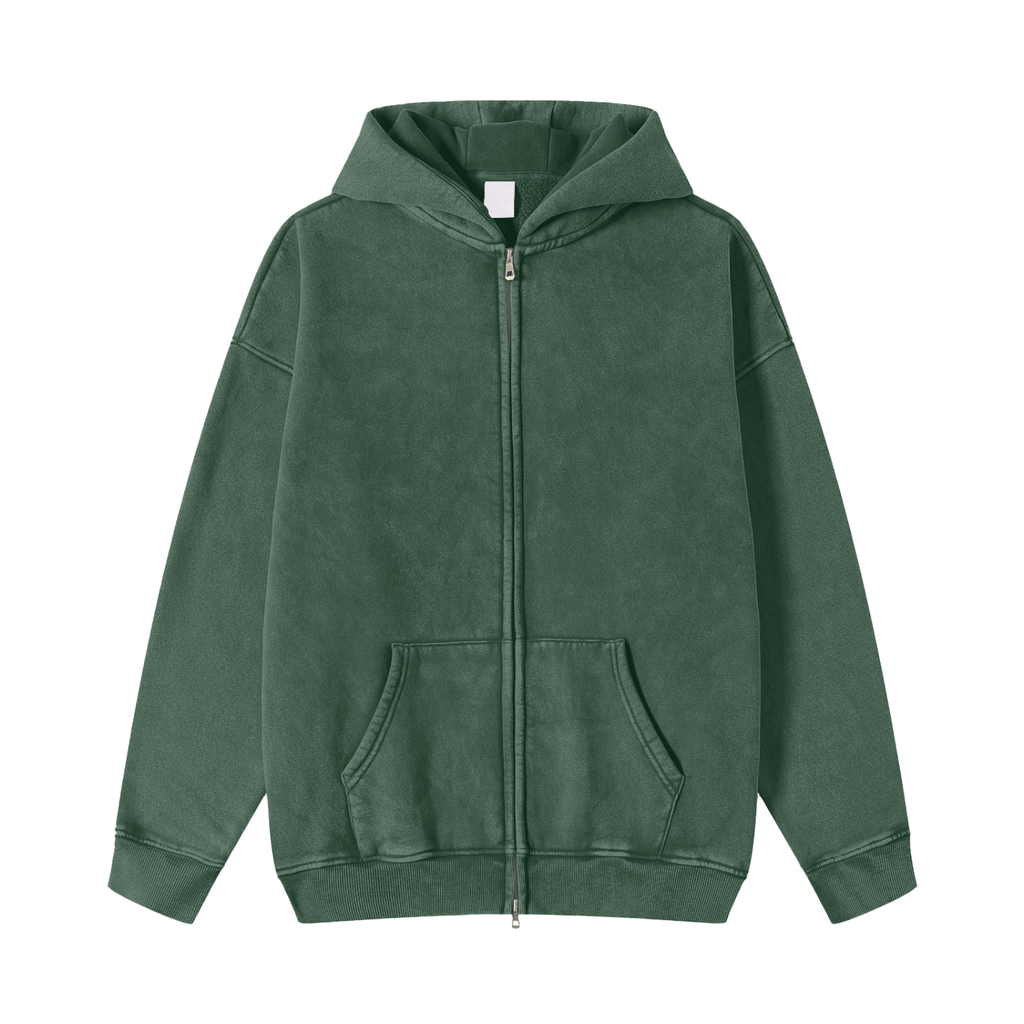 Snow Washed Zip Through Hoodie