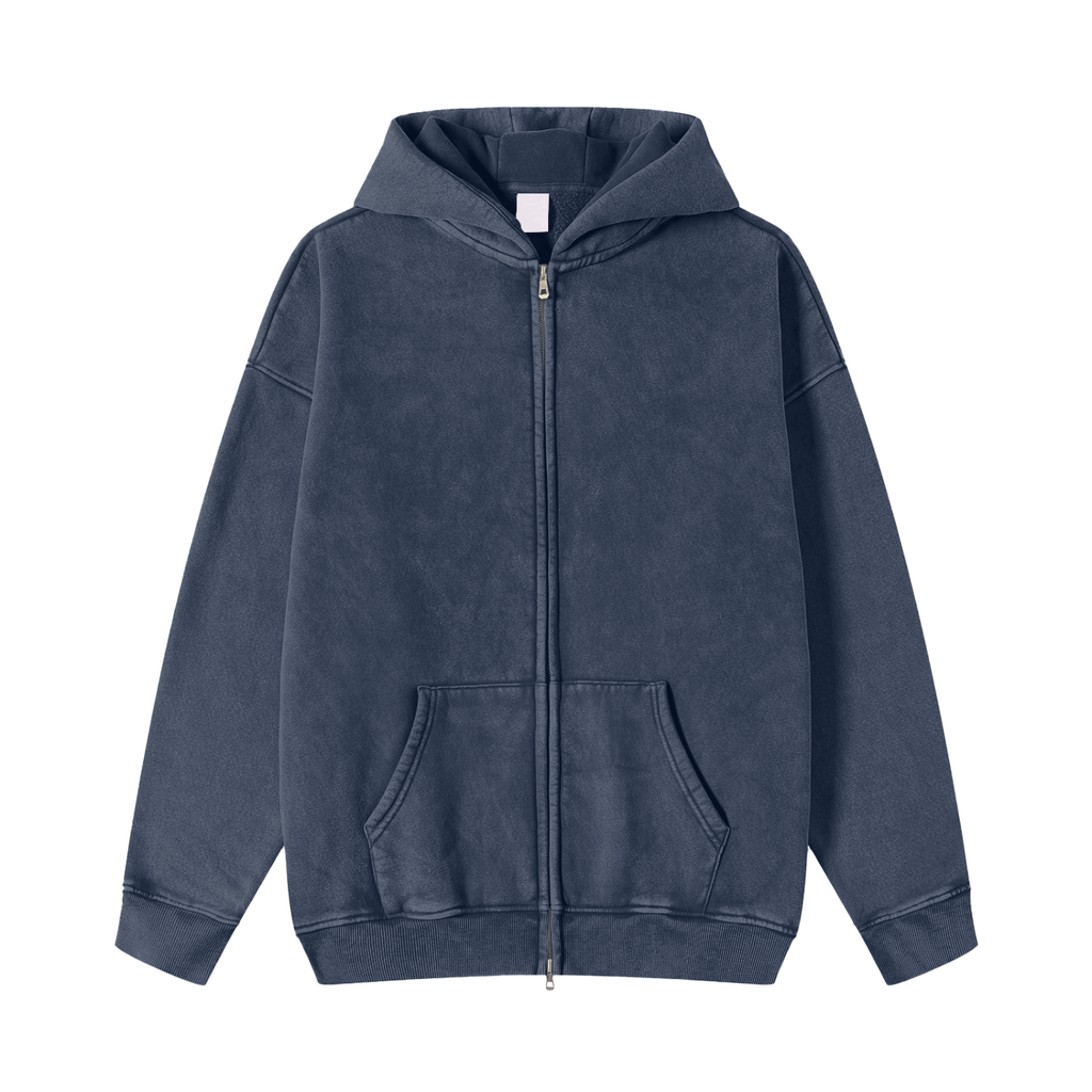 Snow Washed Zip Through Hoodie