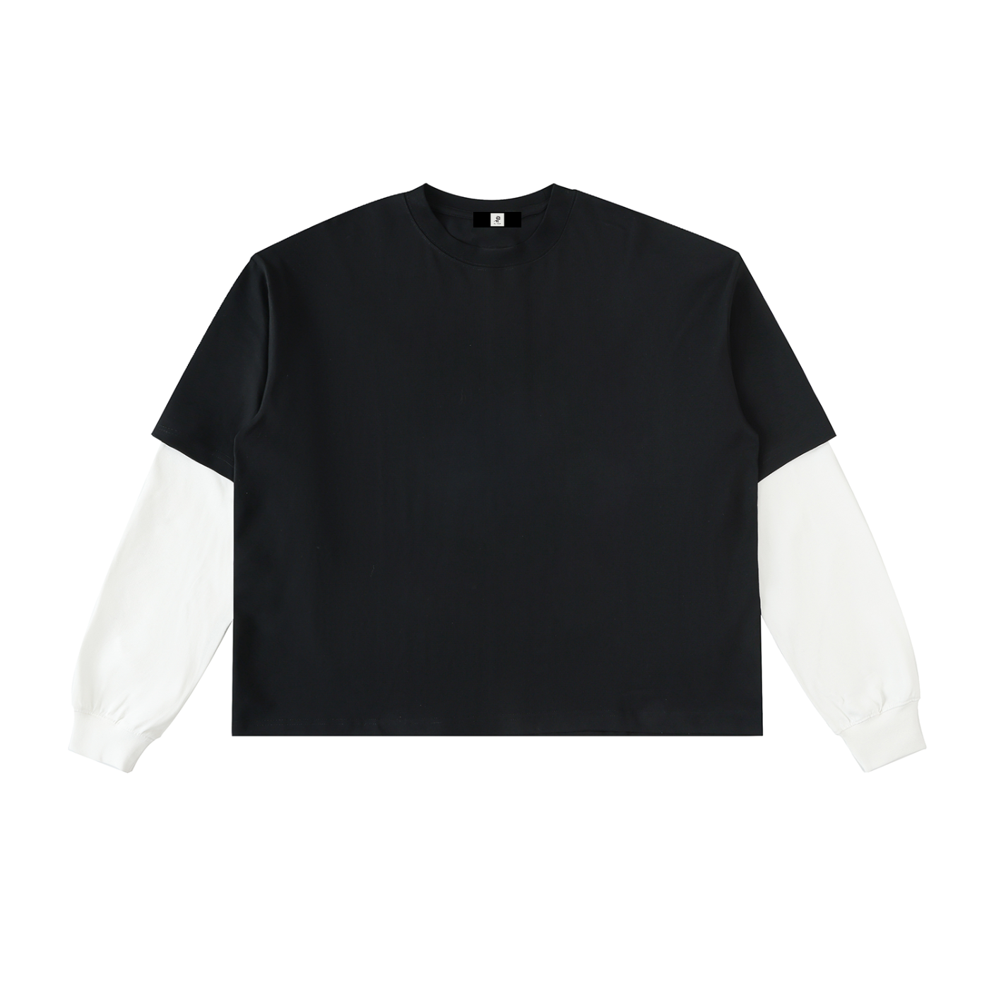 Layered Contrast Sleeve Cotton T Shirt